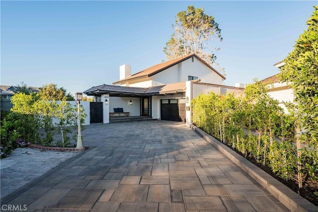 exterior space featuring a garage