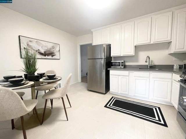 kitchen featuring sink, white cabinetry, and stainless steel appliances