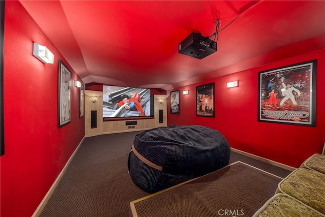 view of carpeted home theater