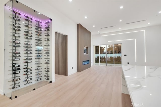 wine room featuring light wood-type flooring