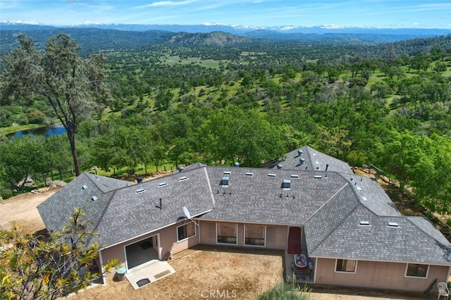 drone / aerial view with a mountain view