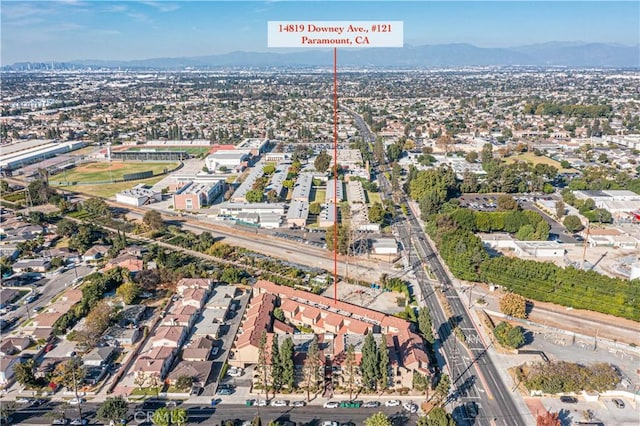 aerial view with a mountain view