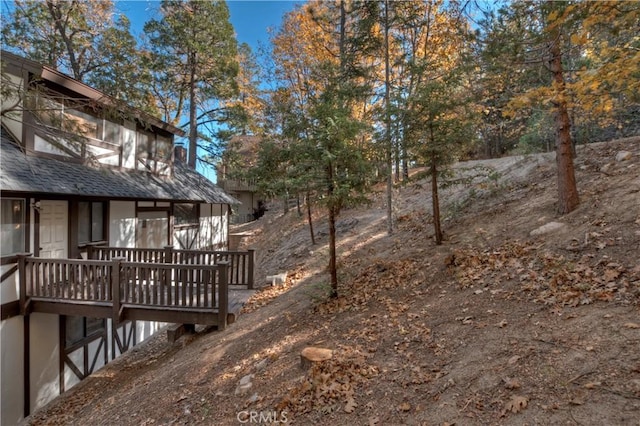 27538 W Shore Rd, Lake Arrowhead, CA 92352 - view of yard featuring a wooden deck