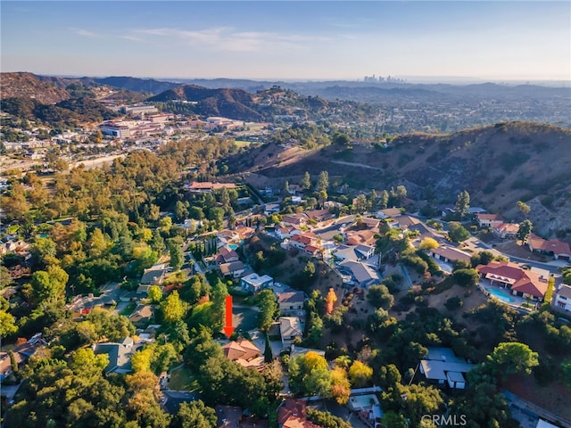 bird's eye view with a mountain view