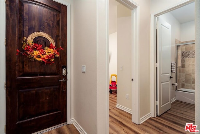 foyer featuring hardwood / wood-style floors