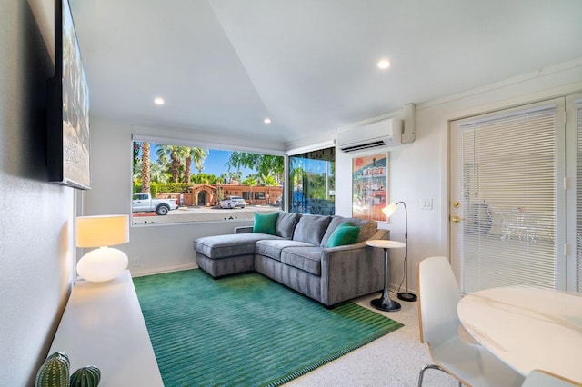 living room featuring a wall unit AC