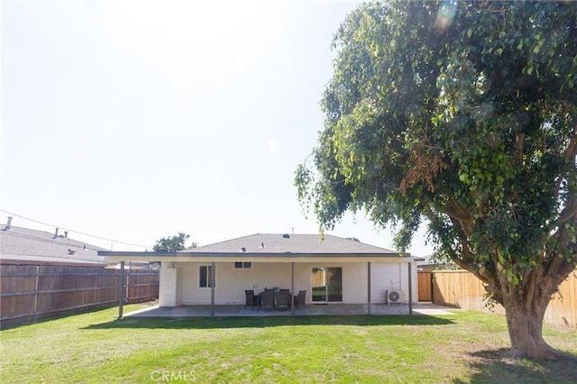 back of house featuring a patio area and a yard