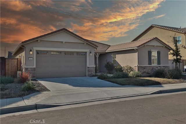 view of front of house with a garage