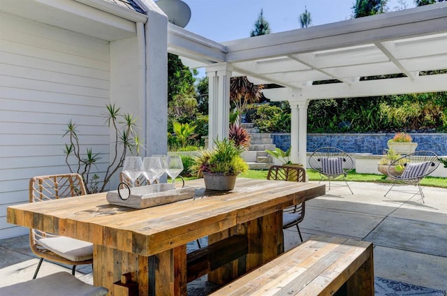 view of patio / terrace featuring a pergola