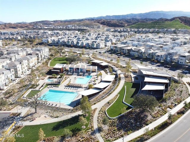 aerial view featuring a mountain view