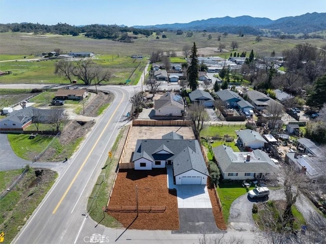 birds eye view of property featuring a residential view and a mountain view