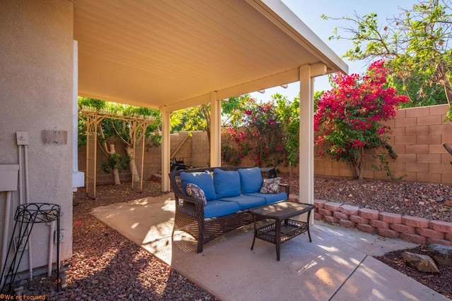 view of patio featuring an outdoor hangout area