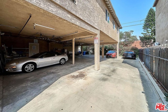 garage with a carport