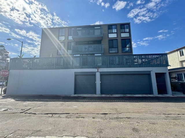 exterior space featuring a garage