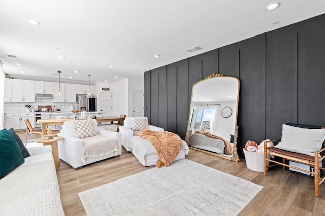 living room with light wood-type flooring