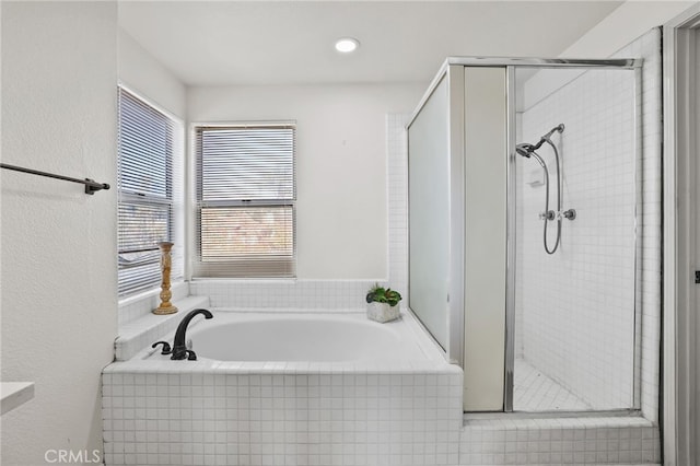 bathroom with plus walk in shower