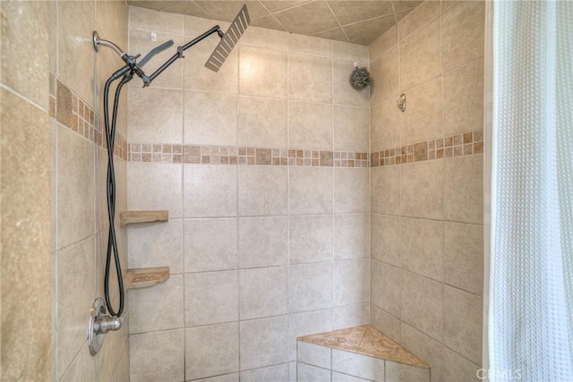 bathroom featuring a shower with shower curtain