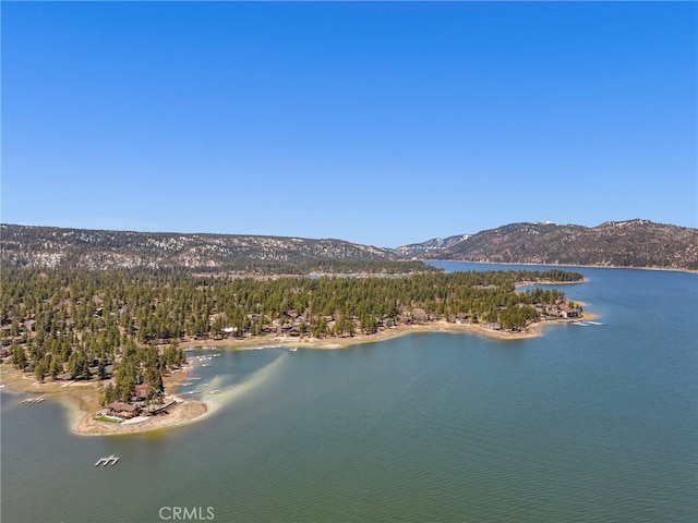 aerial view with a water and mountain view