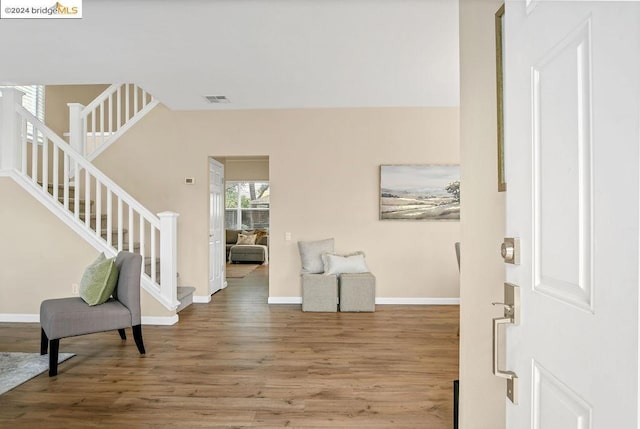 entryway featuring hardwood / wood-style flooring