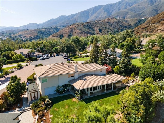 aerial view with a mountain view