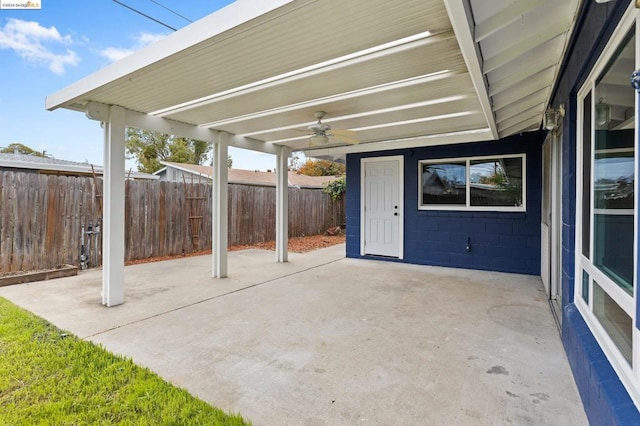 view of patio / terrace featuring ceiling fan