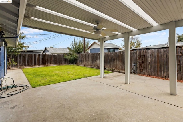 view of patio / terrace featuring ceiling fan