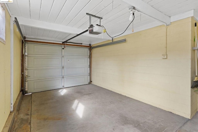 garage with a garage door opener