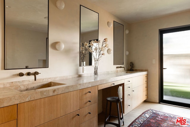 bathroom featuring hardwood / wood-style floors and vanity