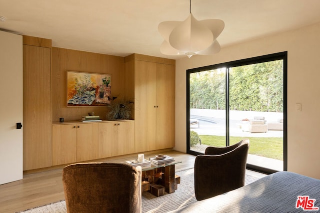 dining area with light hardwood / wood-style flooring