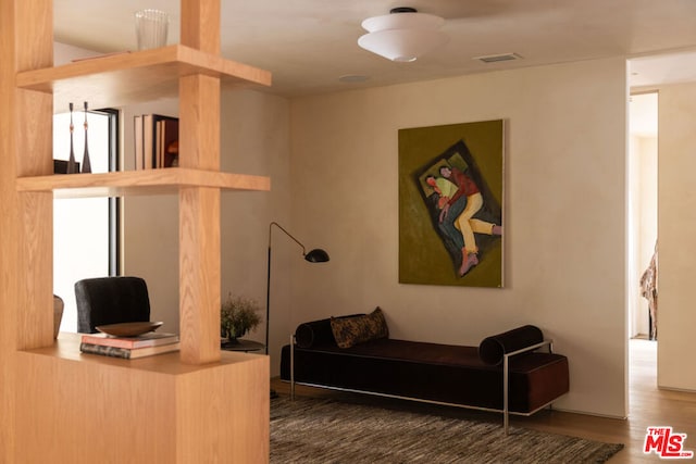 office area featuring dark wood-type flooring