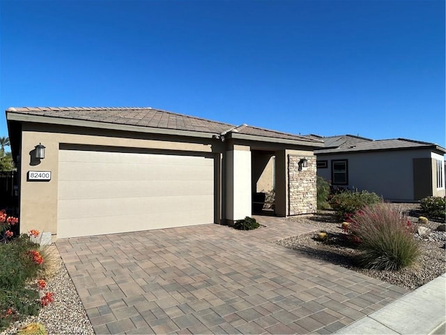 prairie-style home with a garage