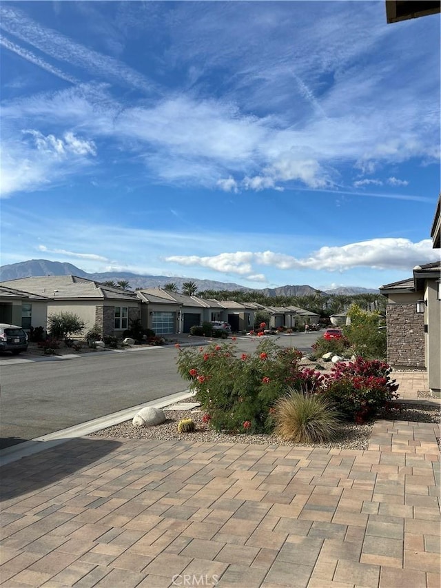 exterior space with a mountain view