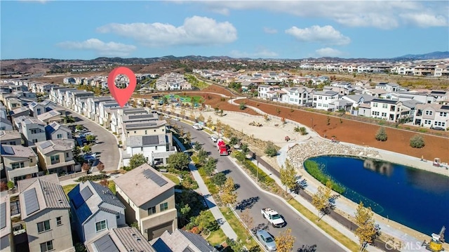 bird's eye view featuring a water view