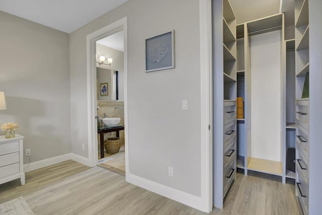 interior space with light hardwood / wood-style floors