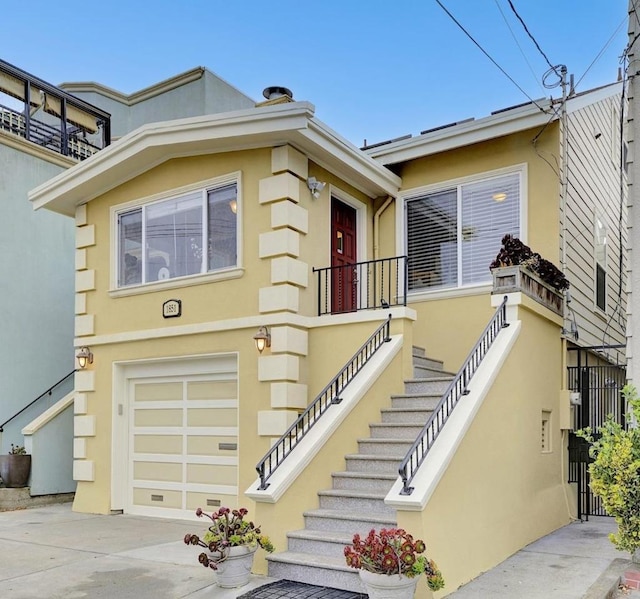 exterior space with a garage