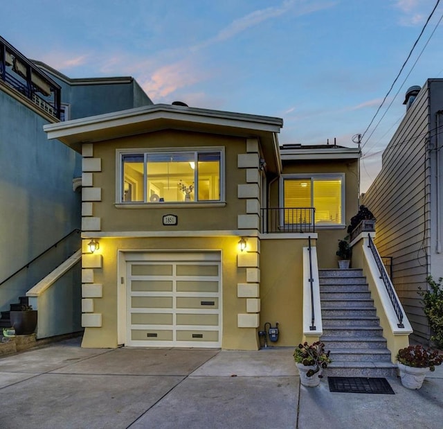 contemporary house featuring a garage