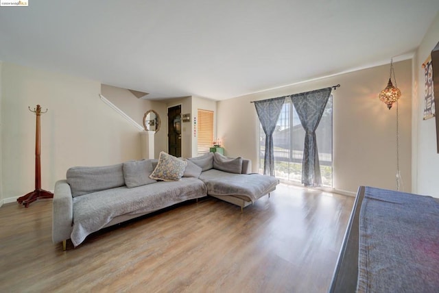 living room with hardwood / wood-style flooring