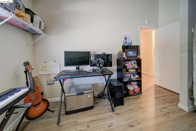 home office featuring light hardwood / wood-style flooring