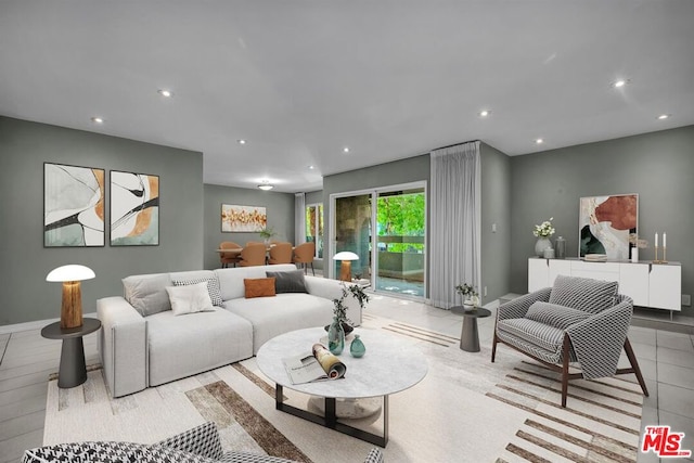 view of tiled living room