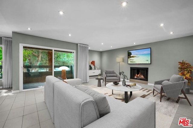 view of tiled living room