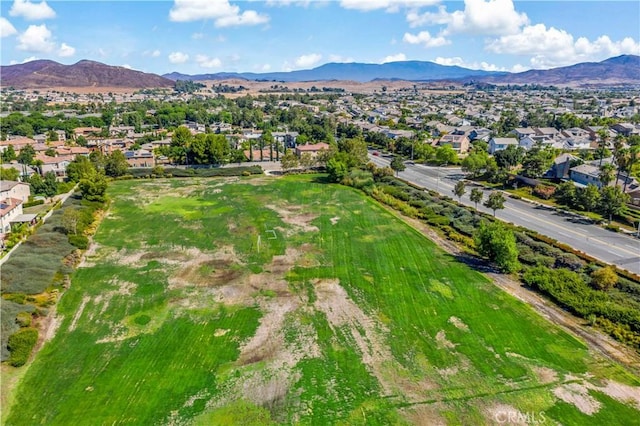 aerial view featuring a residential view and a mountain view