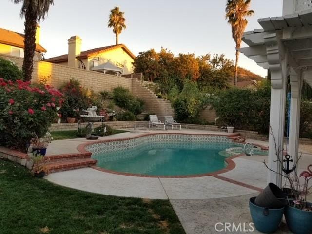 view of swimming pool featuring a patio area