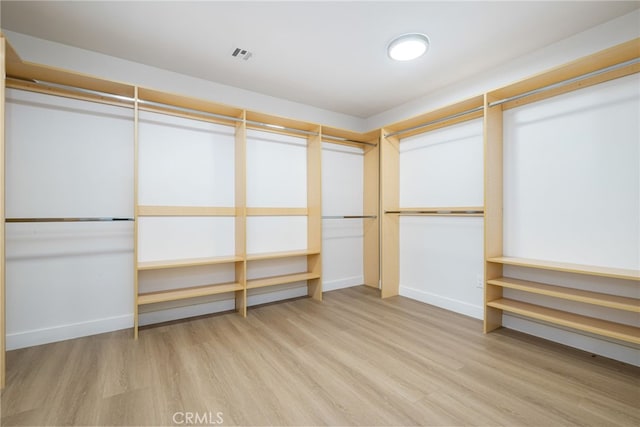 walk in closet with hardwood / wood-style flooring