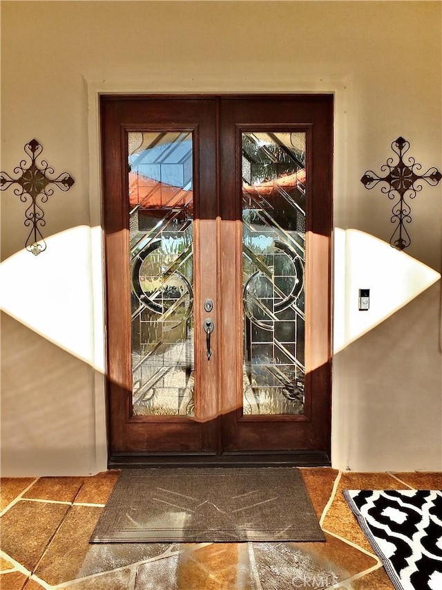 view of exterior entry with french doors