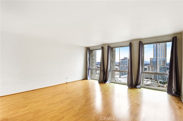 spare room with a healthy amount of sunlight and light wood-type flooring