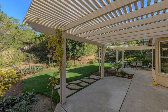 view of patio / terrace featuring a pergola