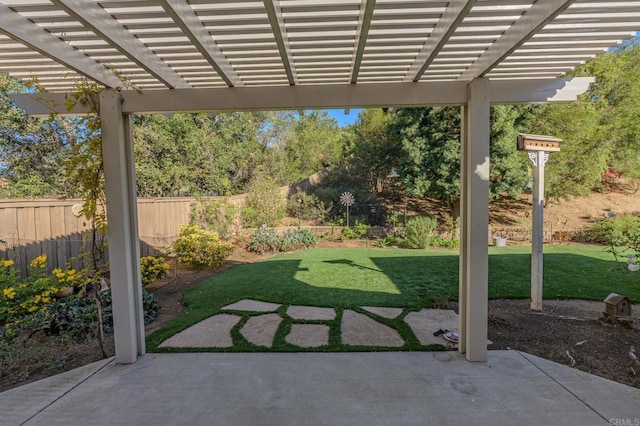 view of patio featuring a pergola