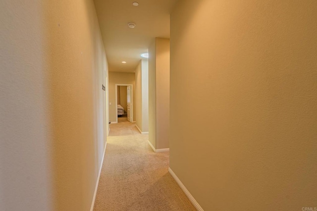 hallway with light carpet