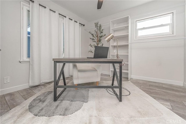 home office featuring wood-type flooring