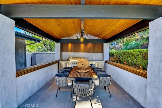 view of patio featuring grilling area and exterior kitchen